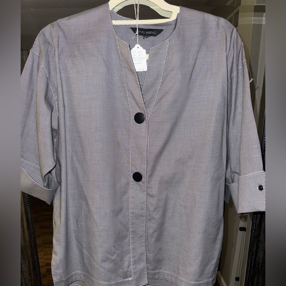 Ming Wang Casual Gray Button Down Tunic Top